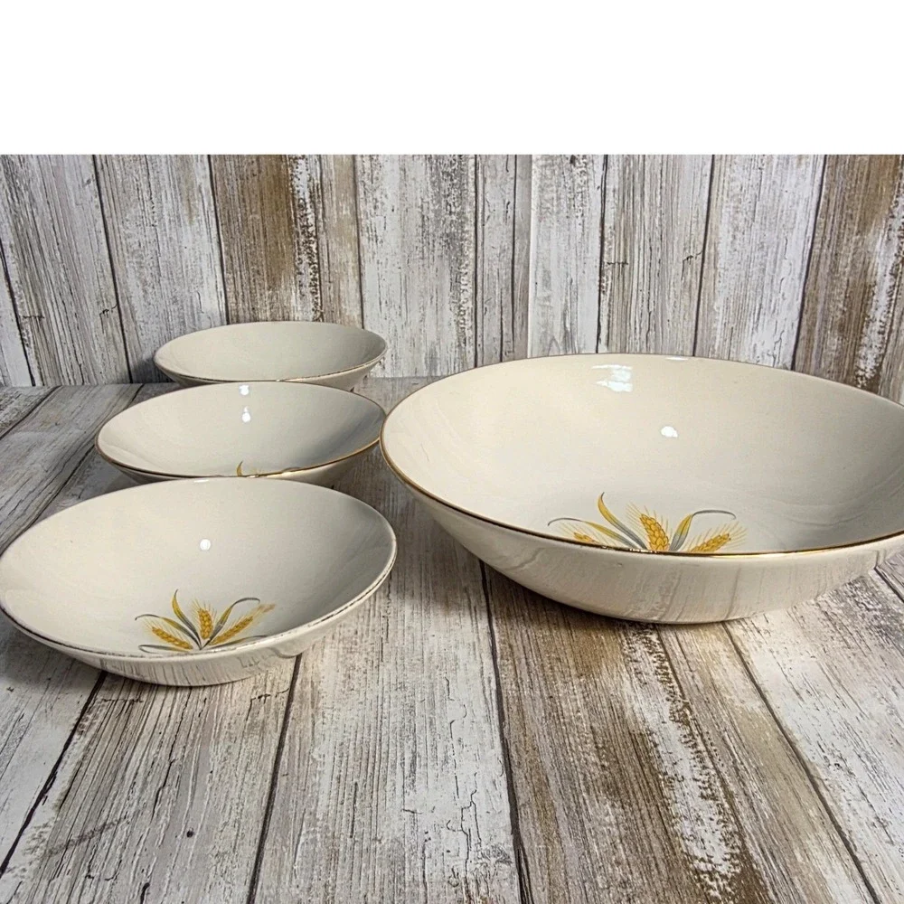 Lifetime China Co Fieldcrest Wheat Bowls Set 4 Vintage Semi-Vitreous Alliance OH